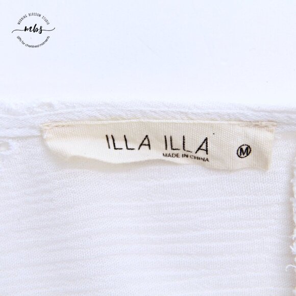 Illa Illa Embroidered Eyelet Surplice Tie Back Short Sleeve Romper White Women M - Picture 9 of 10